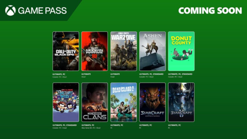 Xbox Game Pass Ekim 2024 İçerik Duyurusu